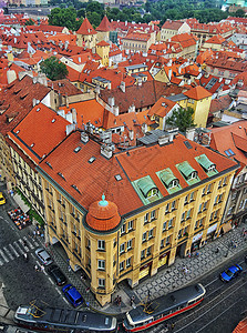 俯瞰布拉格老城背景图片