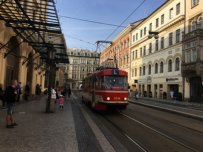捷克布拉格城市旅游风光有轨电车图片