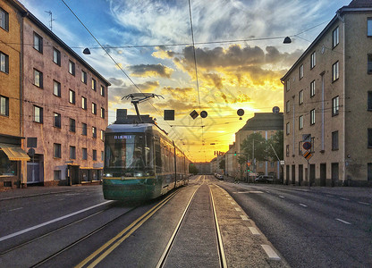 芬兰街景北欧赫尔辛基街景背景