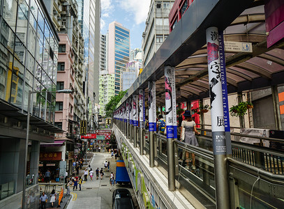 香港中环半山扶手电梯高清图片