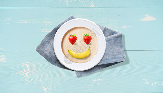 燕麦片盘子水果笑脸设计图片