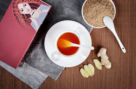 红糖姜茶多喝碱性水高清图片