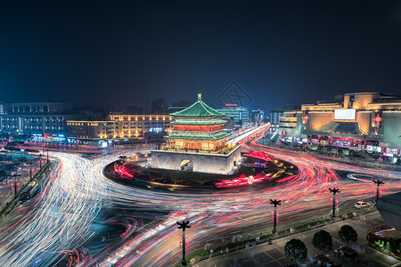 西安钟楼夜色背景图片