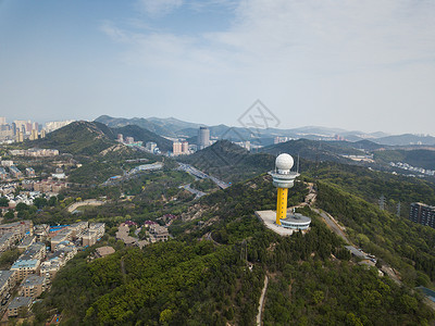 天气预报素材航拍大连气象站背景