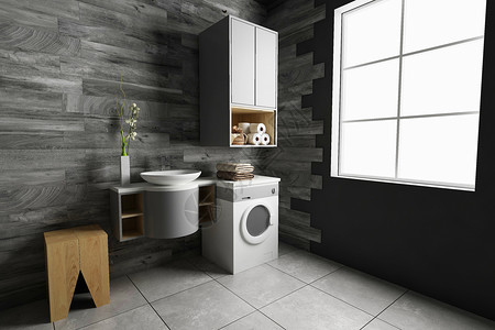 洗衣机结构北欧卫浴空间设计图片