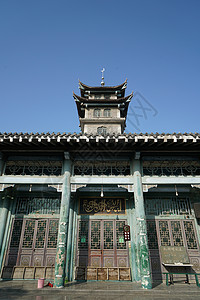 山东清真寺地标台儿庄清真寺古建筑背景