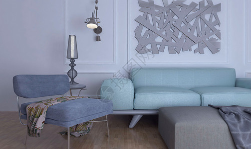 白毯子沙发场景设计图片