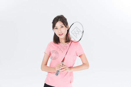 运动女性羽毛球图片