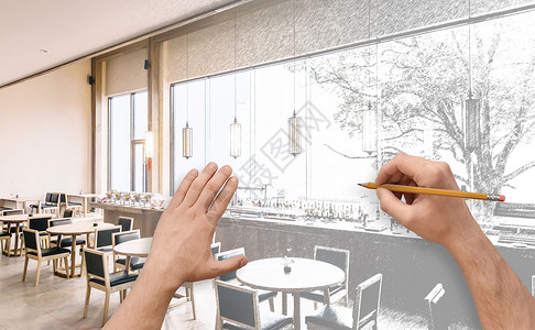 餐厅图纸餐厅手绘效果图设计图片