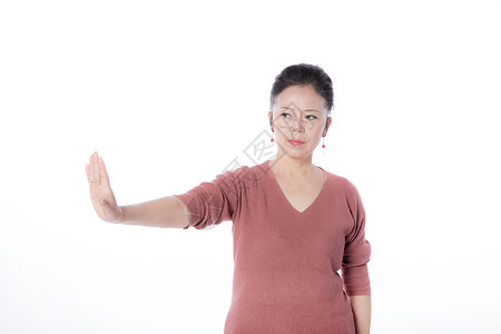 老年女性拒绝手势高清图片