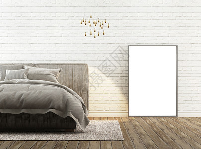 欧式简约家居卧室空间海报样机背景设计图片