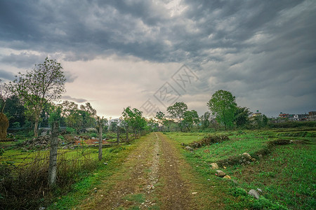 尼泊尔博卡拉乡村田野背景图片