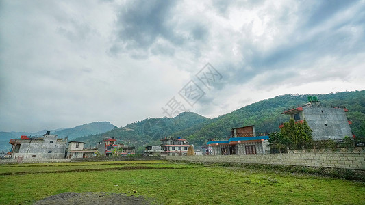 尼泊尔博卡拉乡村田野背景