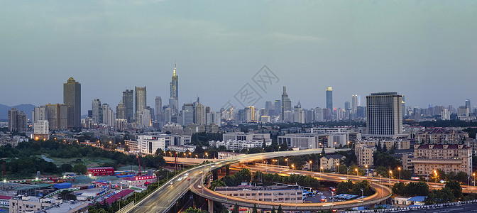 绚丽城市背景板现代城市南京背景