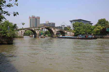 现代街杭州小河直街古桥背景