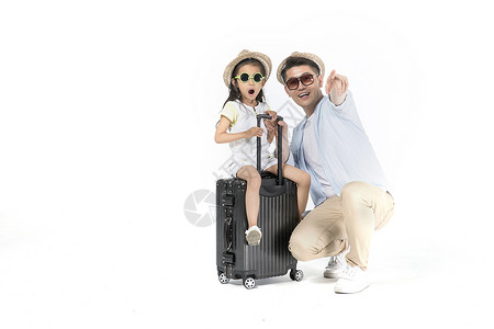 暑假出行攻略爸爸和女儿准备旅行背景