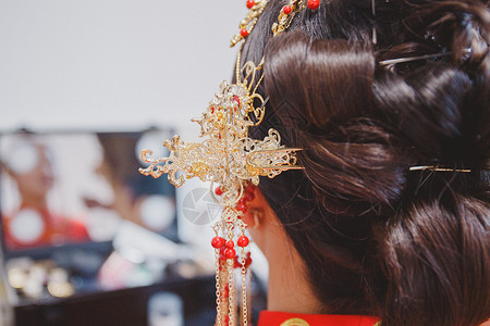 传统饰品中式新娘的发簪背景
