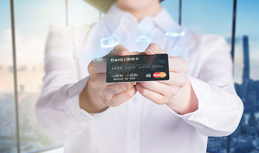 白领职业形象信用卡便捷支付设计图片