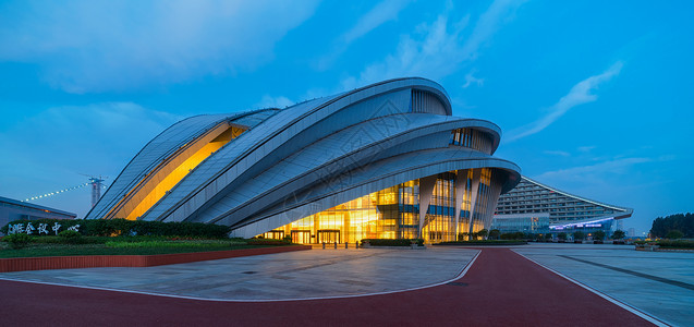 武汉地标建筑国际会议中心璀璨夜景现代高清图片素材