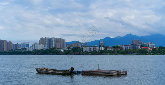 庐山脚下九江甘棠湖景背景