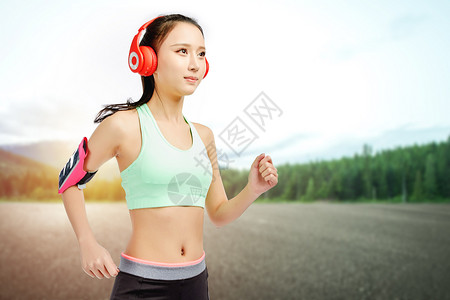 跑步音乐美女跑步设计图片