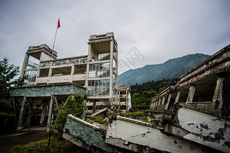 房屋倒塌汶川地震遗址公园背景