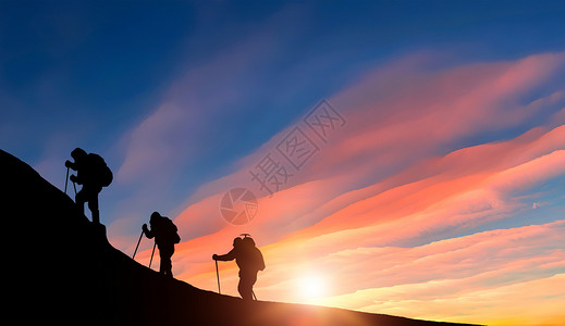 雪地鞋徒步旅行企业文化剪影设计图片