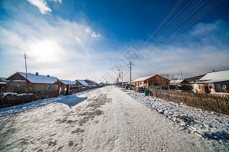 漠河北红村雪景高清图片