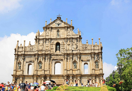 古代素材背景澳门大三巴背景