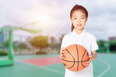 打篮球的女孩小女孩打篮球设计图片
