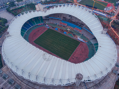 世界杯期间空旷的武汉体育中心足球场高清图片