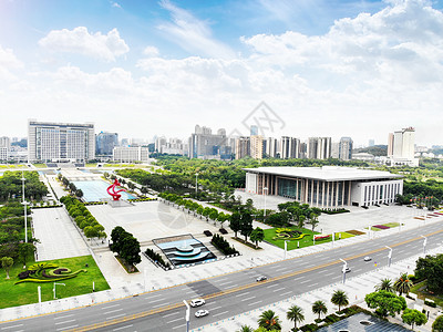 广东东莞城市办公楼城市绿化规划背景图片