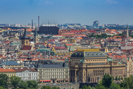 俯拍捷克布拉格老城城市风光背景图片
