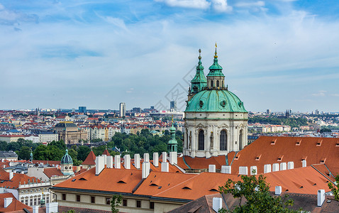 俯拍捷克布拉格老城城市风光高清图片