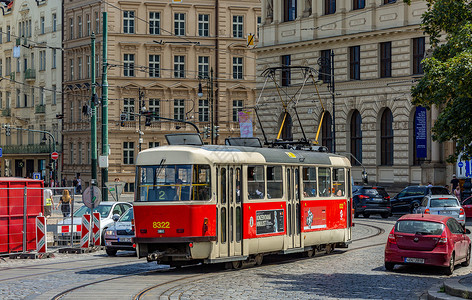捷克布拉格城市有轨电车高清图片