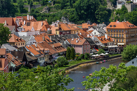 美丽的中世纪古镇捷克CK克鲁姆罗夫风光高清图片