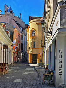 爱沙尼亚塔林老城街景背景图片