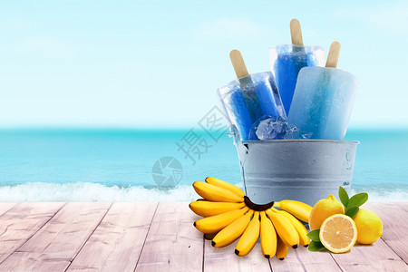 香蕉味冰淇淋夏季冰棒水果设计图片