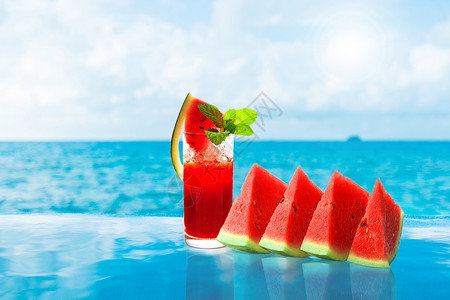 夏季清凉西瓜汁背景图片