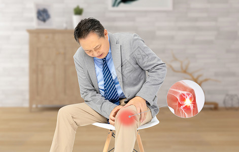 坐在膝盖上老人膝关节疼设计图片