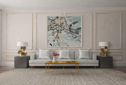欧式复古沙发创意客厅场景设计图片