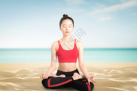 海滩瑜伽运动减肥高温瑜伽设计图片