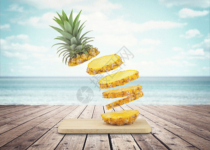 菠萝切开夏日菠萝背景设计图片