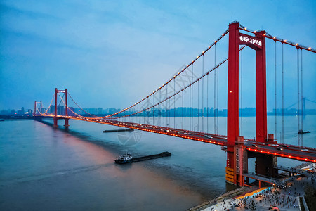 金门大桥夜景武汉版金门大桥-鹦鹉洲长江大桥背景