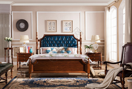 老式家具摆设收藏新中式卧室效果图背景