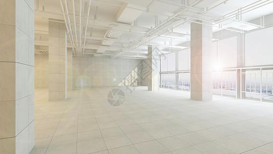玻璃建筑物工业风室内场景设计图片