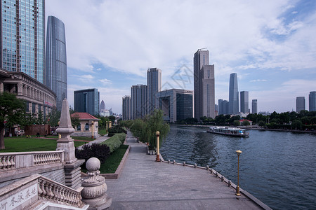 天津市特色地标天津海河街景背景