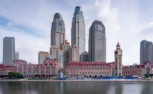 天津和平区天津海河津湾广场景色背景