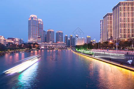 天津海河夜景背景图片