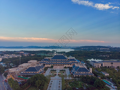 建筑培训俯瞰湖北省地标建筑博物馆背景